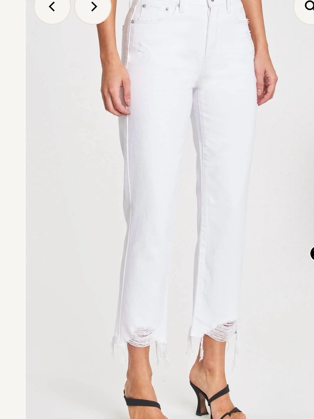 pistola White Distressed Cropped Straight Jeans